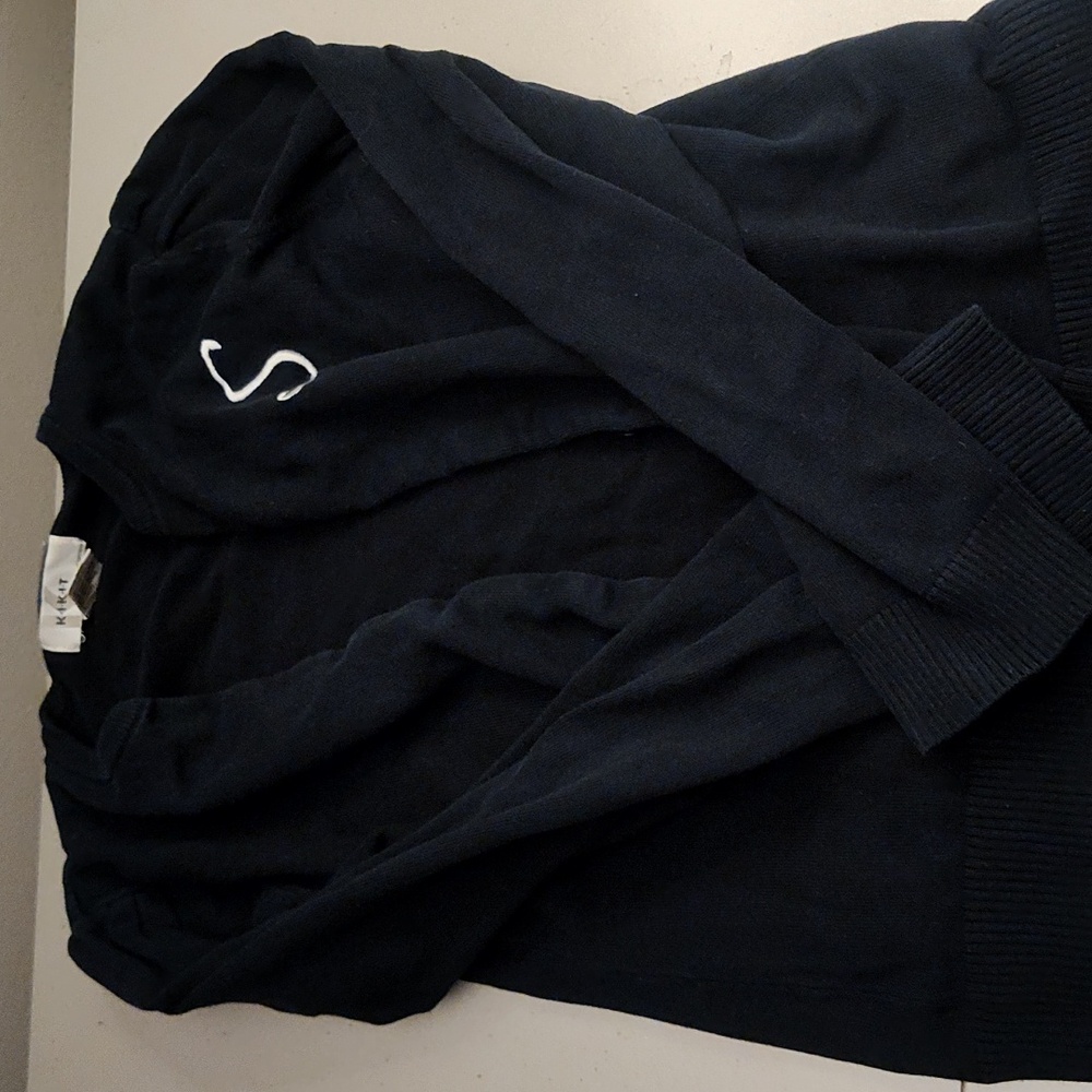 Black Cotton Cardigan with S Initial
